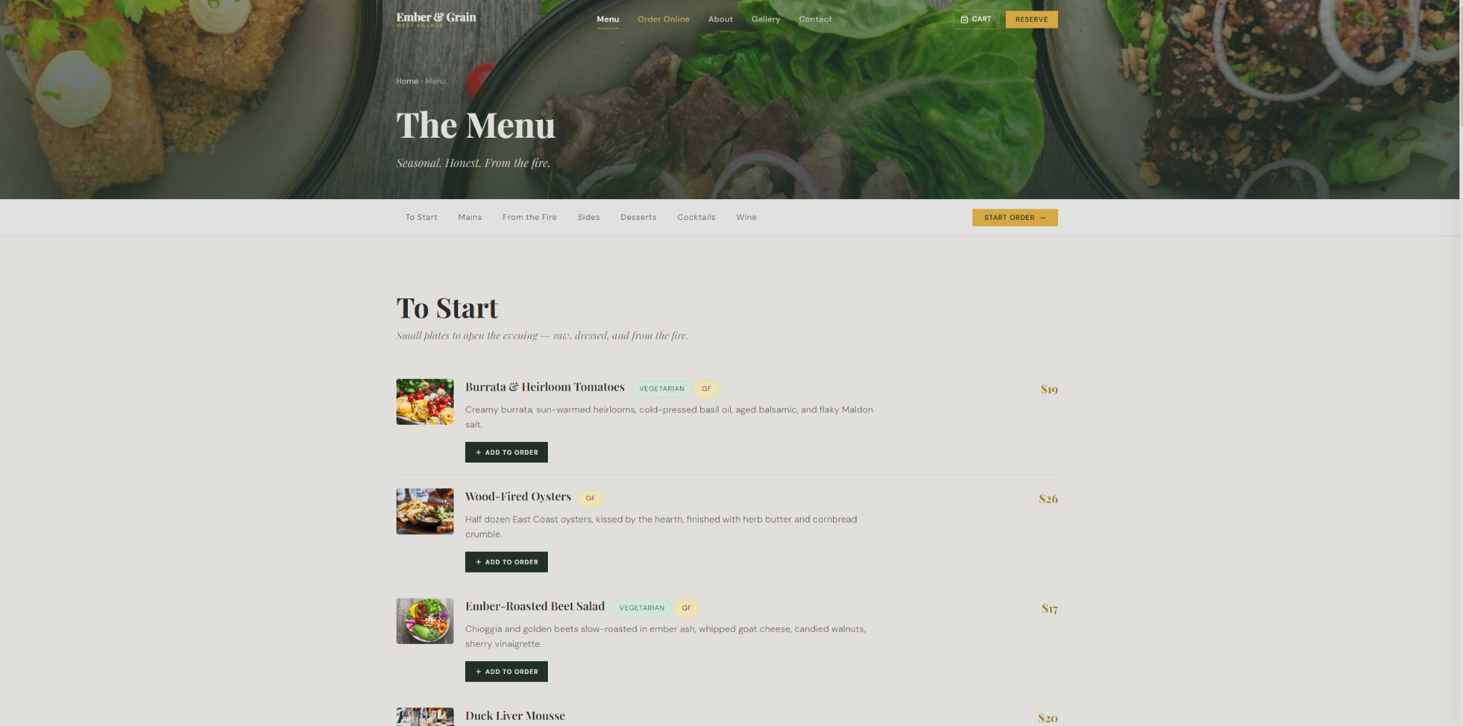 Restaurant Website & Online Ordering Demo screenshot