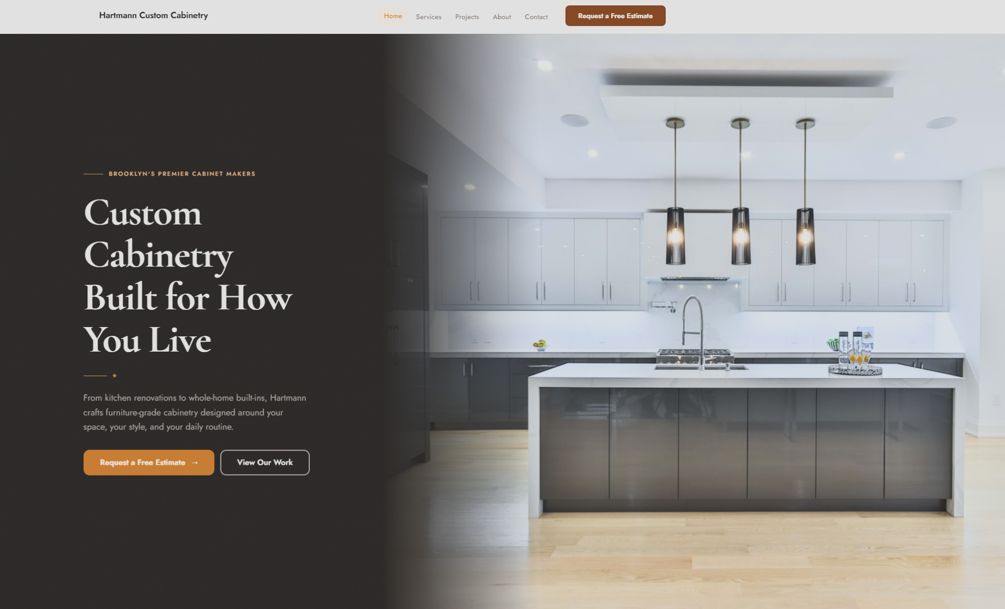 Cabinet & Millwork Business Website screenshot